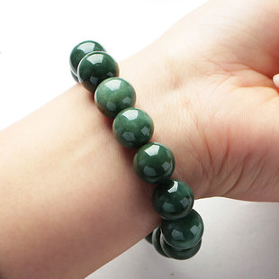 隆慈缘翡翠a货原矿玉石佛珠油青翡翠手链老坑缅甸玉手串男女士