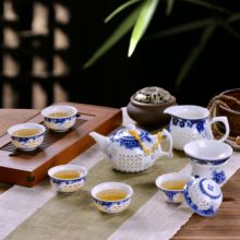 青花牡丹镂空水晶玲珑陶瓷盖碗茶杯1