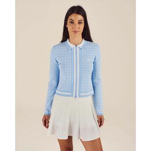 代购MALBON GOLF女士毛衣保暖修身提花拉链日常通勤针织爆款简约