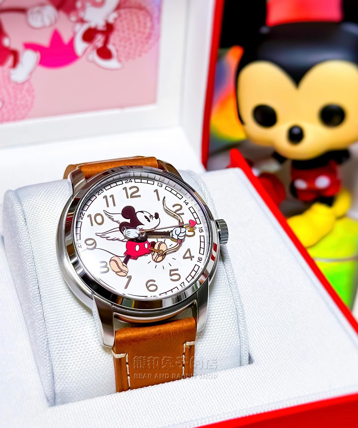 迪士尼disney fossil化石米老鼠限量版自动机械表棕色男女手表