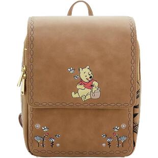 代购Loungefly男女双肩包多层储物前袋设计中层隔层便携收纳棕色