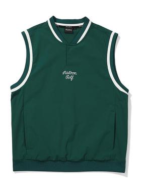 代购MALBON GOLF男士高尔夫马甲透气轻便保暖防风绿色尼龙材质