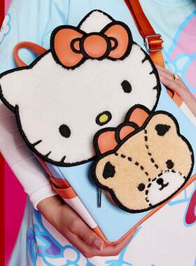 海外代购Loungefly三丽鸥Hello Kitty和小伙伴熊摇粒绒迷你双肩包