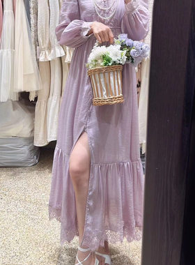 韩版ulzzang早春新款法式气质时尚小香风V领收腰显瘦刺绣连衣裙女