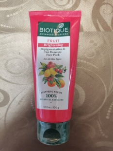 印度Biotique百奥田水果面膜Face Wash 亮肤淡斑暗沉晒斑淡化色素