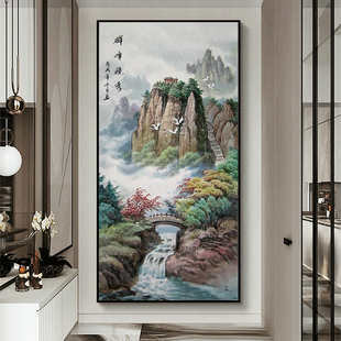 饰画玄关小桥流水人家挂画大芬村 山水风景纯手绘油画新中式 客厅装