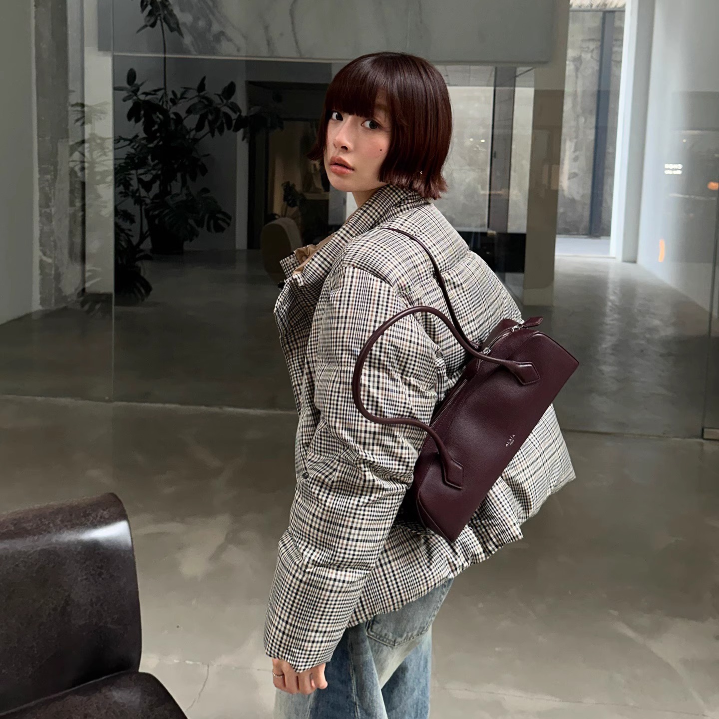 格纹复古休闲保暖羽绒马甲/外套