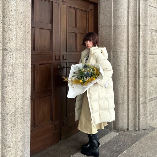 经典中长款连帽面包羽绒服