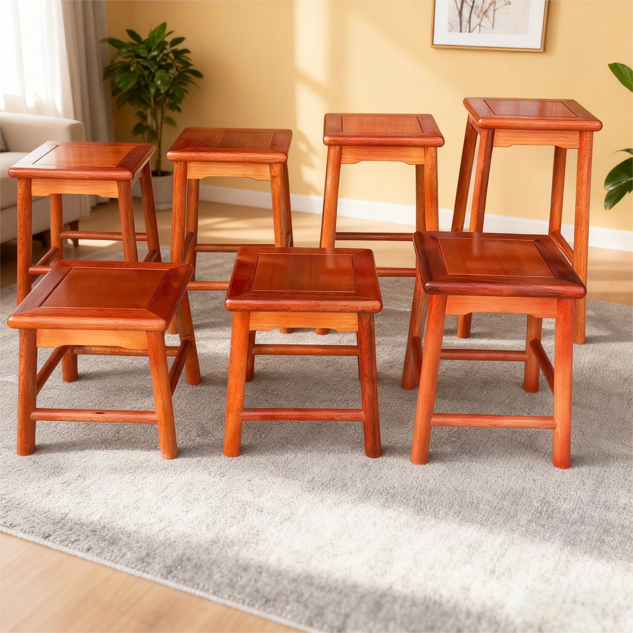 小方凳儿童全实木榫卯整装快餐厅家用牢固马扎婚嫁富贵子孙凳子