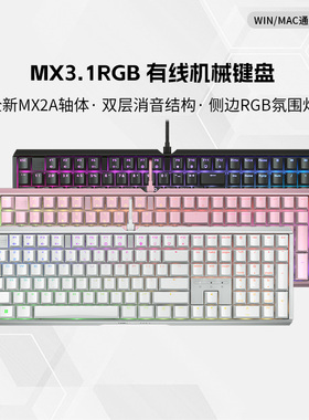 Cherry樱桃MX3.1有线RGB机械键盘铝坨坨游戏电竞办公108键男女生