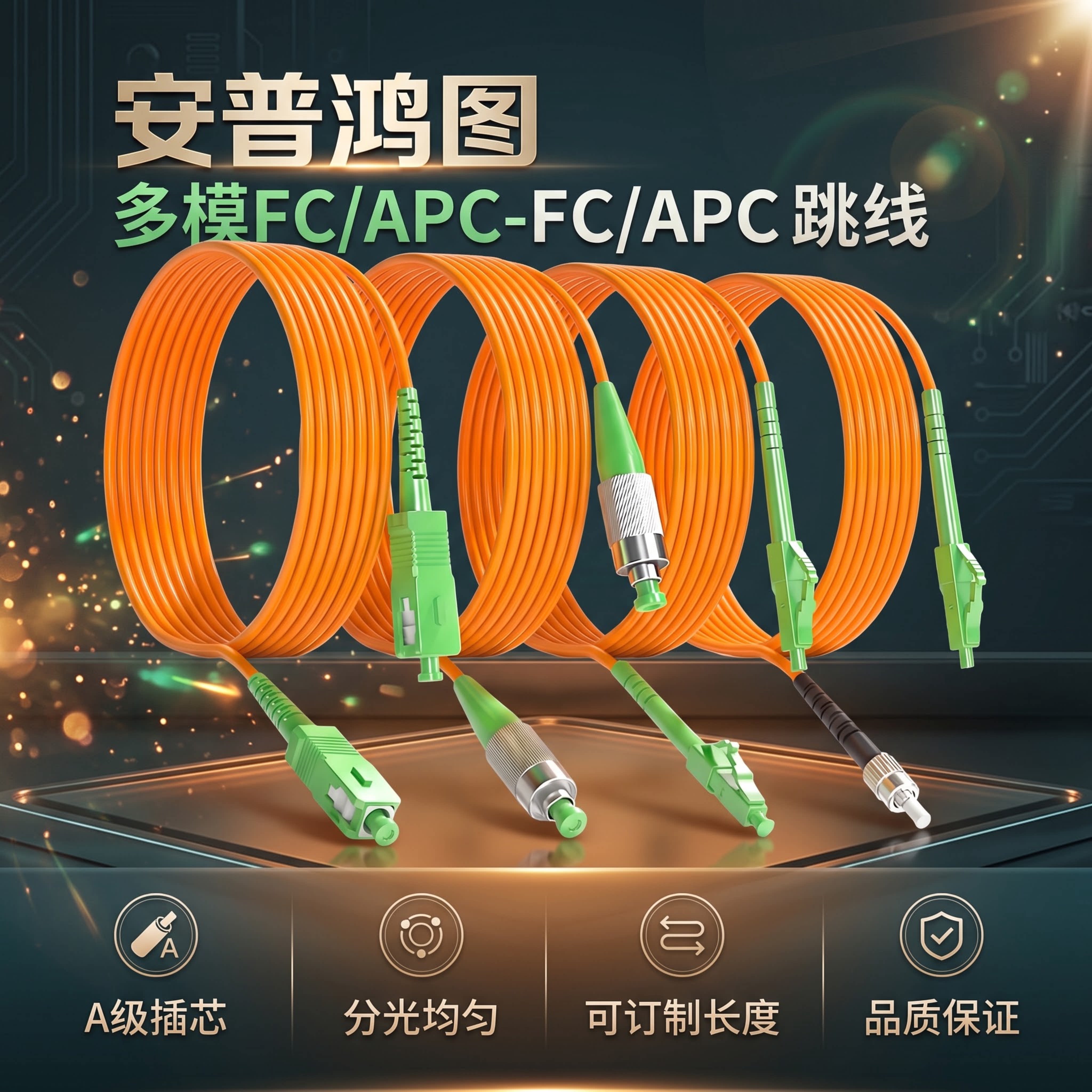 FC/APC-FC/PC多模单芯3米光纤跳线尾纤50/125 62.5/125长度可定做 FC/APC-FC/APC FC/PC FC/APC-ST LC SC OM1