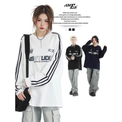 AMES复古三条杠插肩长袖