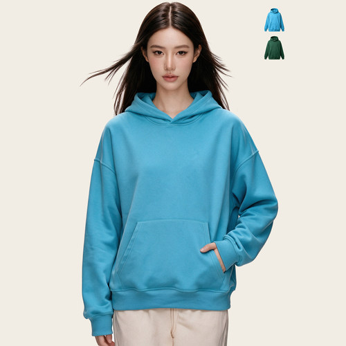 美式复古加绒加厚连帽卫衣女