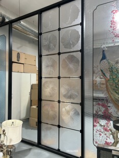 艺术玻璃隔断屏风酒店会所荷叶工艺玻璃门窗玻璃客厅卧室卫生间玻