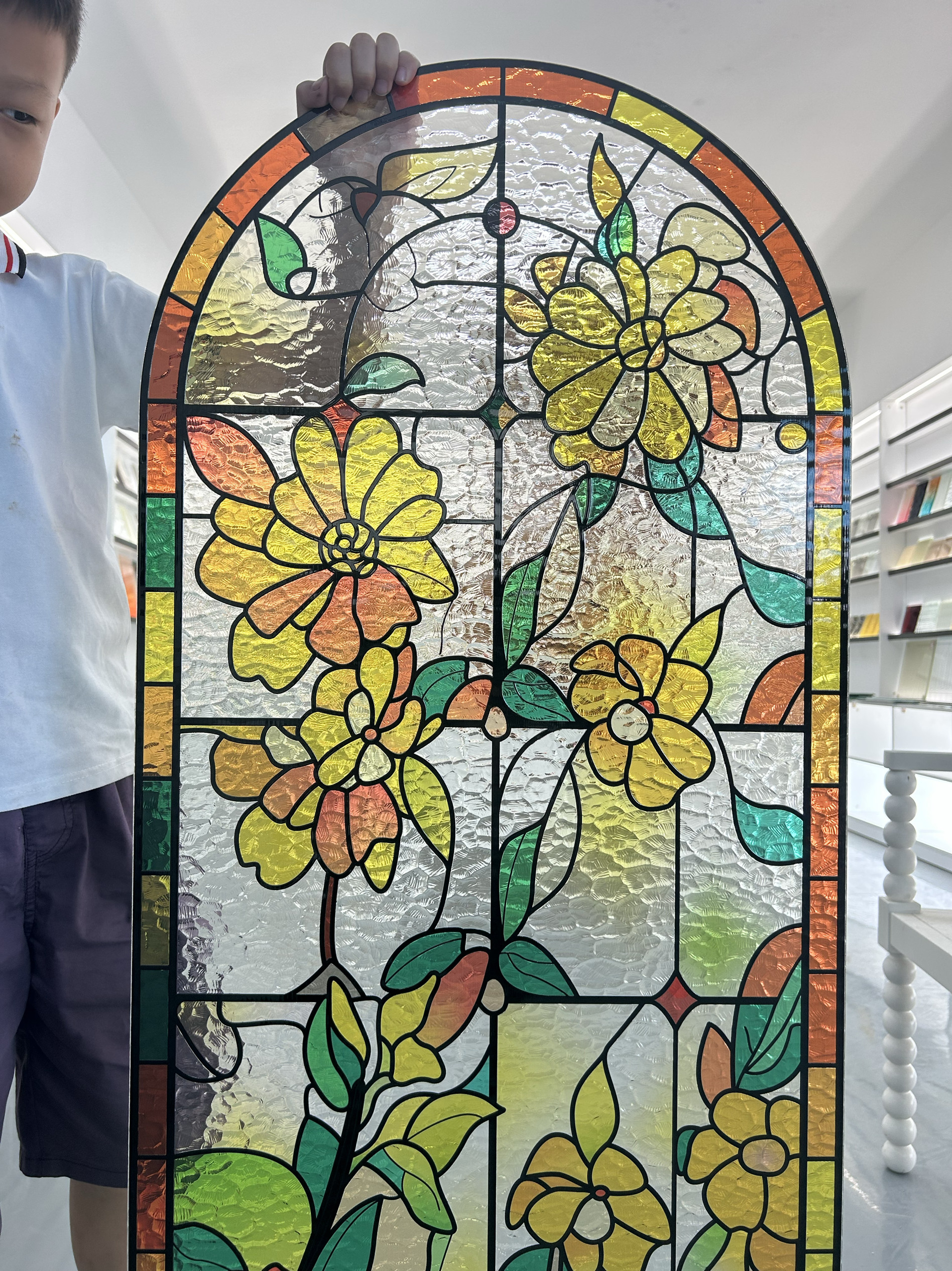 艺术玻璃隔断屏风定制工艺玻璃门窗玻璃珐琅彩色玻定制可配边框