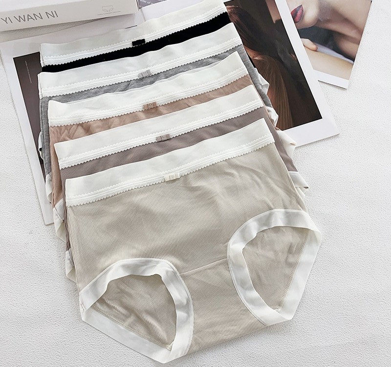 怡婉妮5条装螺纹蕾丝无痕短裤纯棉裆透气中腰女包臀抗菌三角内裤,女士内衣/男士内衣/家居服,女三角裤,淘宝优惠券,粉丝福利购,淘宝优惠卷