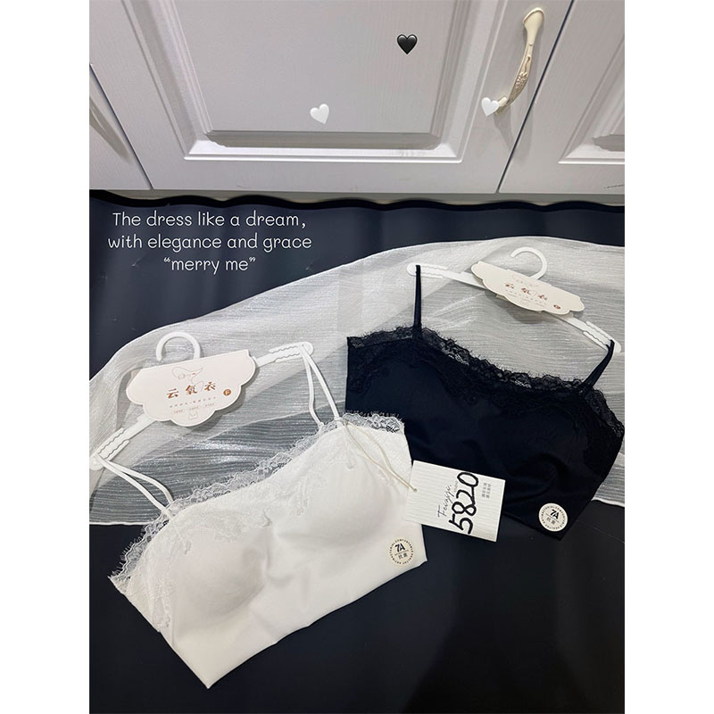 妃子纪蕾丝边无痕美背内衣吊带小背心女内搭防走光薄款固定杯抹胸