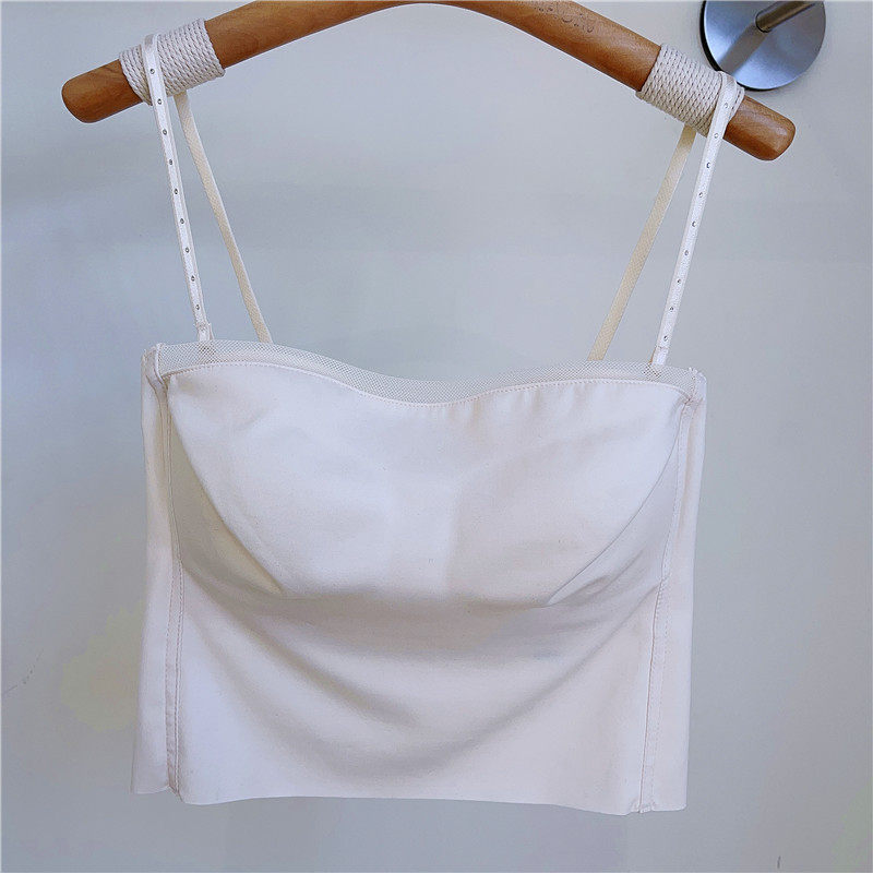 米娅林薄款一体杯抹胸无痕聚拢内衣美背百搭钻饰可拆卸肩带文胸女