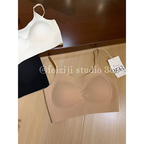 轻奢老钱风细肩带美背粉底液无痕一体式固定杯弹力贴身内搭背心