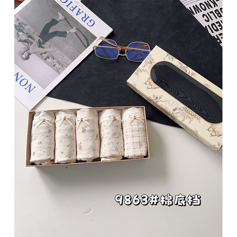 碎花蕾丝蝴蝶结无痕抗菌三角内裤