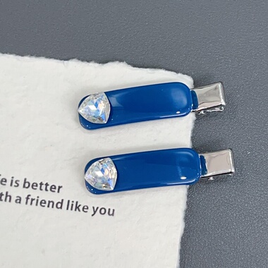 Y1韩国新款蓝色发夹闪钻甜美时尚刘海夹侧边夹发饰女