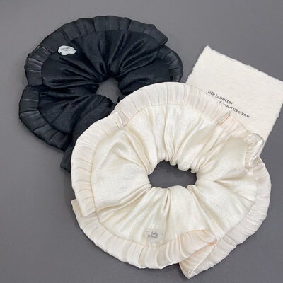 CL11韩风优雅褶皱纱边质感珠光大肠发圈复古发绳头绳发饰头饰167