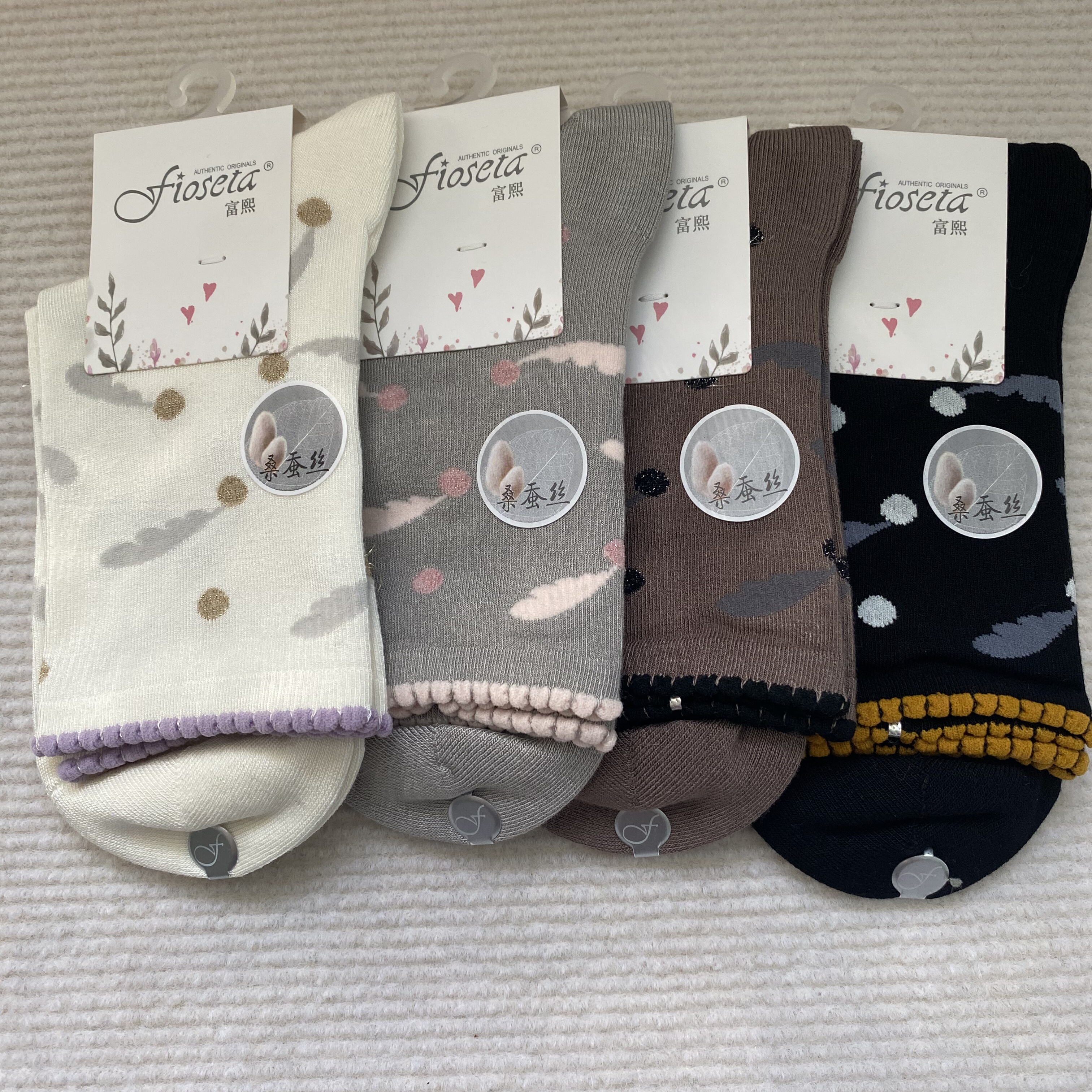 富熙虹途秋冬女袜绢丝桑蚕丝棉袜保暖中筒女袜抗拒防臭无骨缝头袜