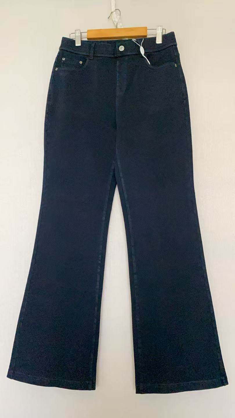 phisofa正品秋冬德绒微喇叭牛仔裤加厚高腰高弹保暖女裤ELC259367