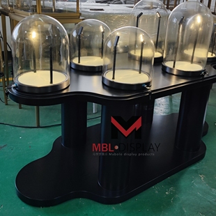 珠宝首饰不锈钢圆形玻璃罩珠宝首饰品展示柜高档奢侈品摆台防尘罩