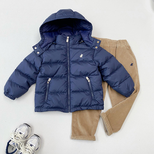 中大童宝宝秋冬季新款休闲纯色带帽长袖羽绒服儿童百搭外套86807