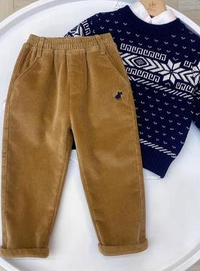 秋冬季新款中大童宝宝休闲灯芯绒中腰加绒长裤卡其儿童裤子88326