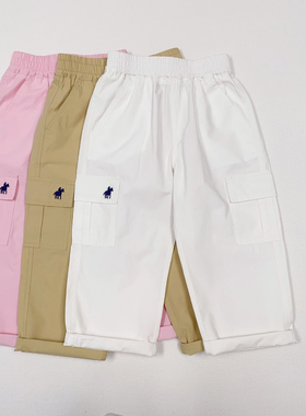 夏季新款中大童宝宝休闲阔腿口袋工装裤百搭中腰儿童长裤72318