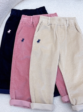 春秋季新款百搭儿童休闲中腰灯芯绒长裤洋气直筒中大童裤子73308