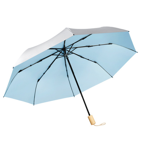 雨伞骨折叠晴雨银胶广告伞实木小清新三折手开加印logo钛8伞两用