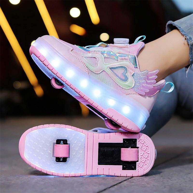 暴走鞋女童隐形双轮可收缩运动飞行鞋发光儿童鞋子学生暴走轮滑鞋
