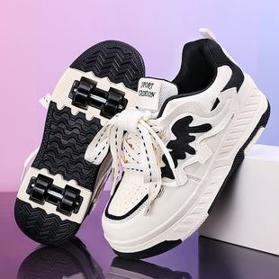 暴走鞋女童2025新款四轮儿童鞋子小学生飞行鞋运动隐形暴走轮滑鞋