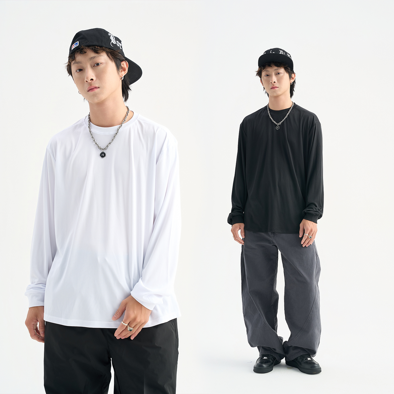 FUJAM轻盈舒适速干上衣男跑步运动训练长袖T恤下摆弧形开叉体恤衫