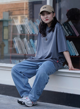 FUJAM美式嘻哈速干短袖hiphop街头bboy街舞纯色透气宽松圆领T恤男