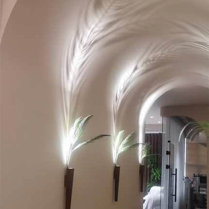 定制北欧实木干花花瓶仿真植物插瓶日式墙上壁饰壁挂壁灯光影折射