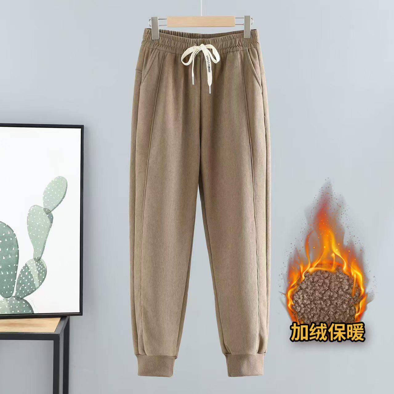 秋冬季加绒防风宽松显瘦运动裤