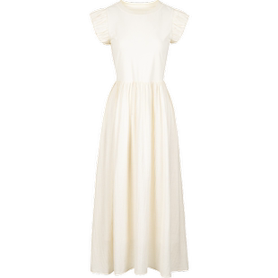 衣香丽影白色针织拼接连衣裙女2025夏季新款高级感极简风小洋裙子