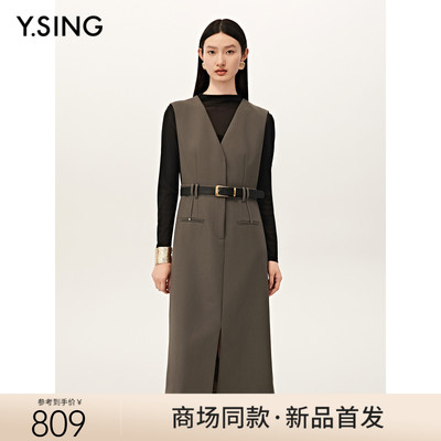 【商场同款】Y.SING衣香丽影2025秋冬无袖背带连衣裙女150823202