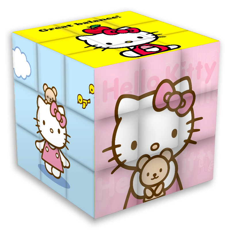 女孩儿童创意三阶魔方Kitty猫智力玩具魔方礼物来图定制_虎窝淘