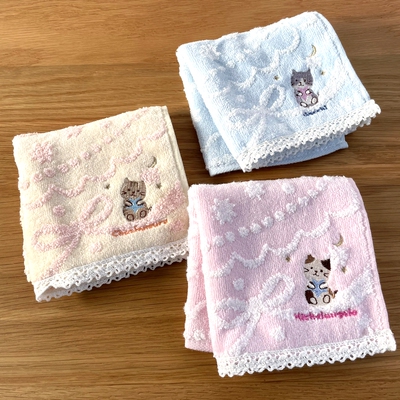 外贸小方巾可爱猫猫全棉无捻纱