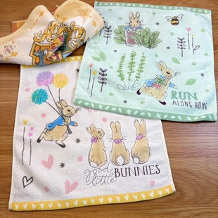 E2卡通波特兔子大方巾34 35可爱童话外销外贸原单纯棉毛巾洗脸