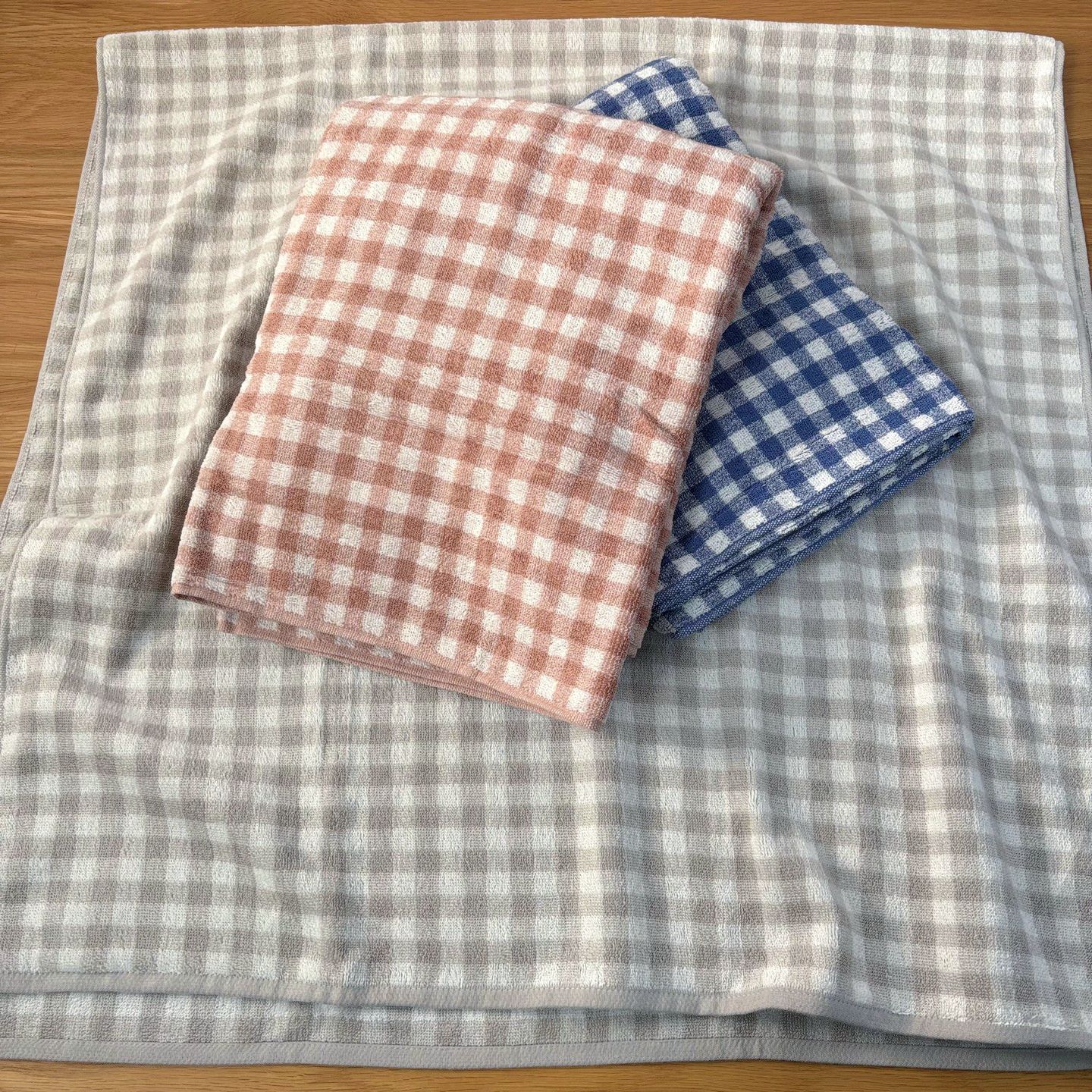 简约日系小格子纹浴巾140*70cm纯棉家用浴巾男女情侣洗澡巾大浴巾