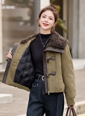 2025冬新款大毛领时尚气质90白鸭绒羽绒派克服保暖外套女ME59173