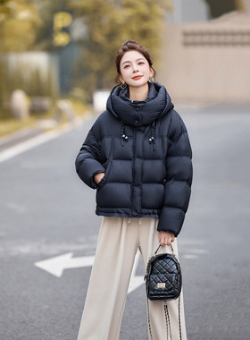 羽绒服女冬季2025新款短款时尚连帽宽松气质百搭加厚外套 HE99848