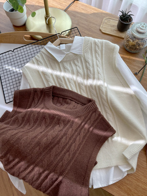 韩系清新百搭学院复古风毛衣马甲