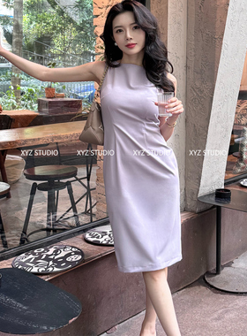 XYZ STUDIO 老友记瑞秋裙 同款one piece紫色通勤无袖胶囊连衣裙